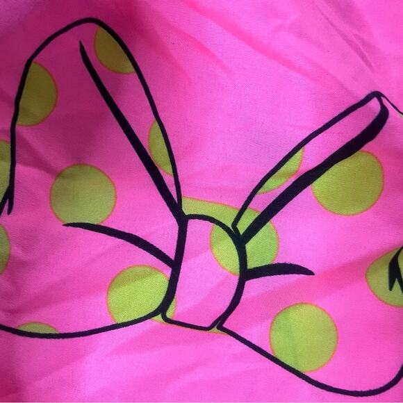 Disney Minnie Mouse microfiber pink shower curtain/bow polka dot curtain hooks - Picture 7 of 8